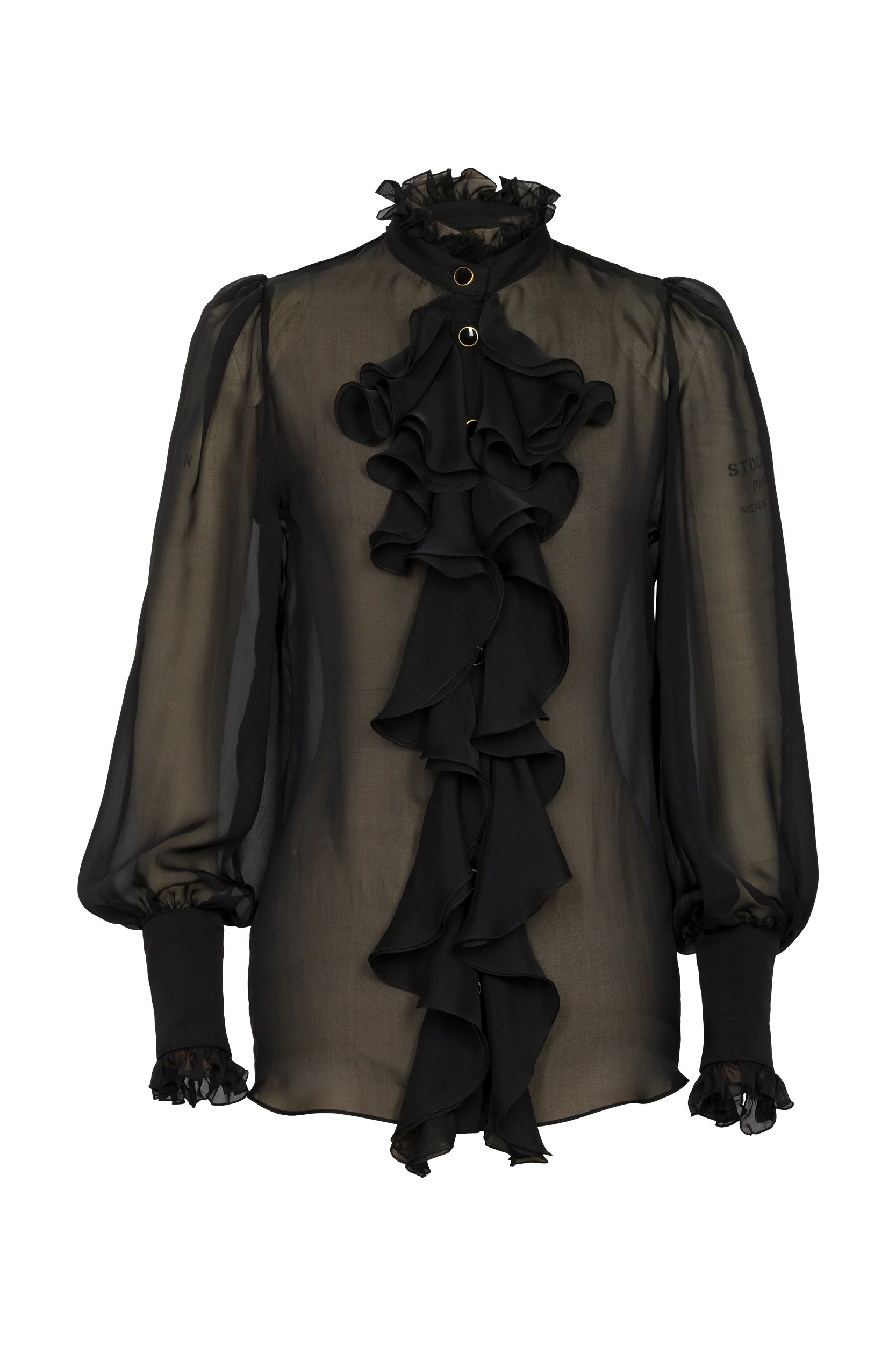 BLACK CHIFFON SHIRT - Image 5