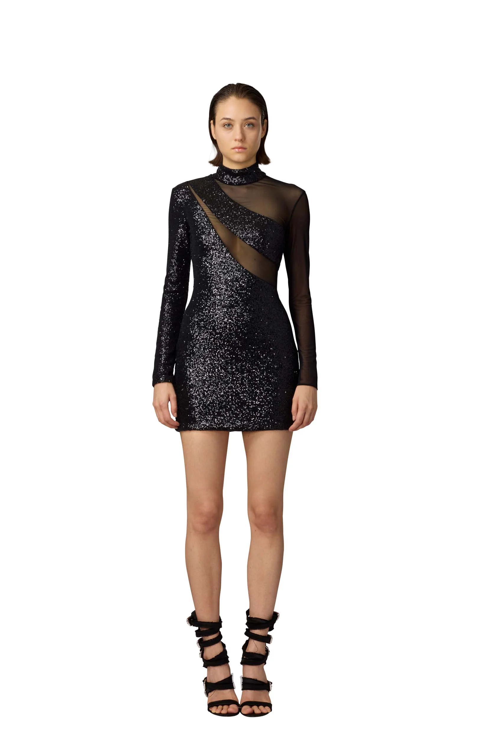 BLACK SEQUINED MINI DRESS - Image 3