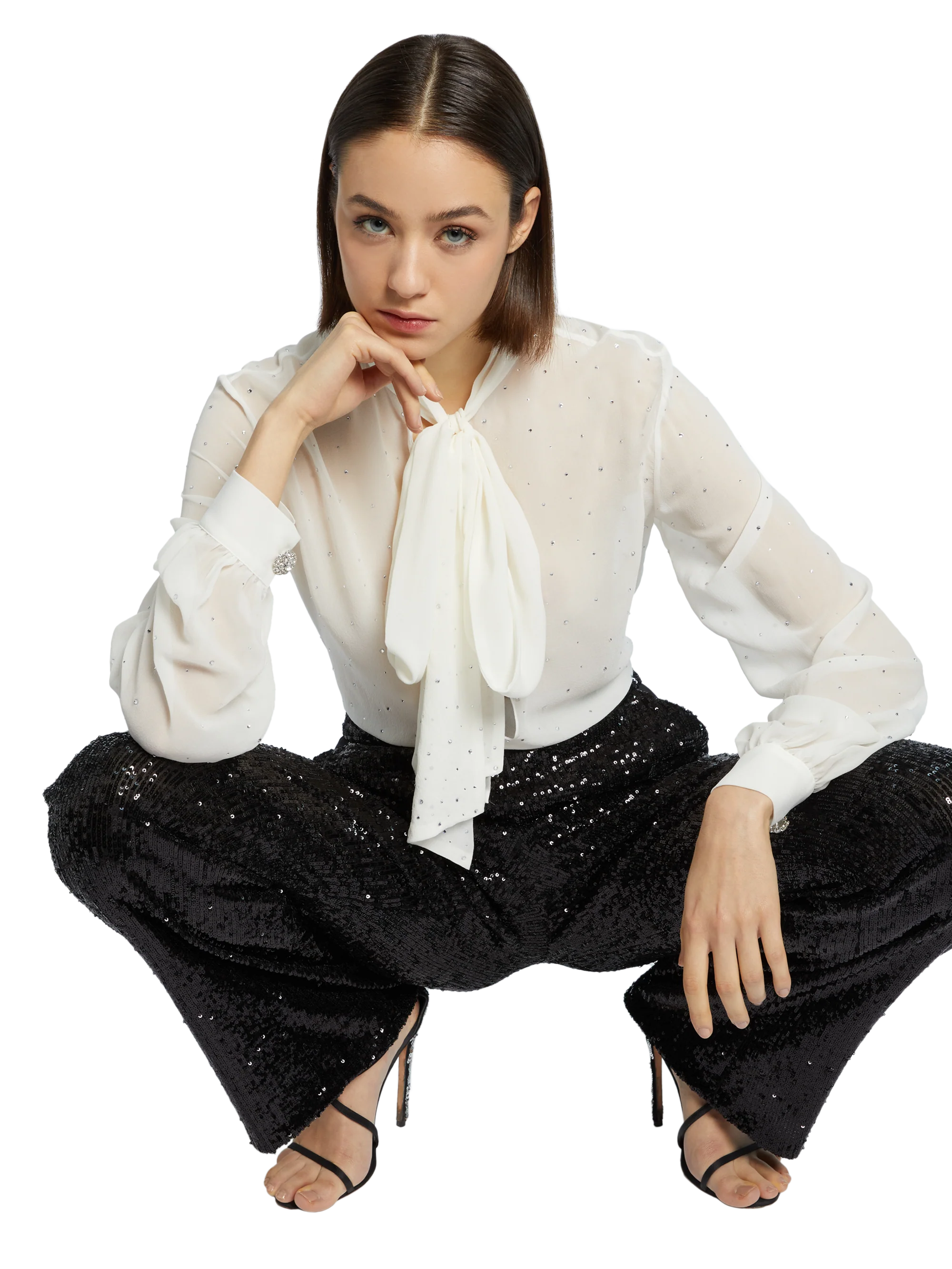 BLOUSE WITH BOW AND CRYSTAL - Image 5
