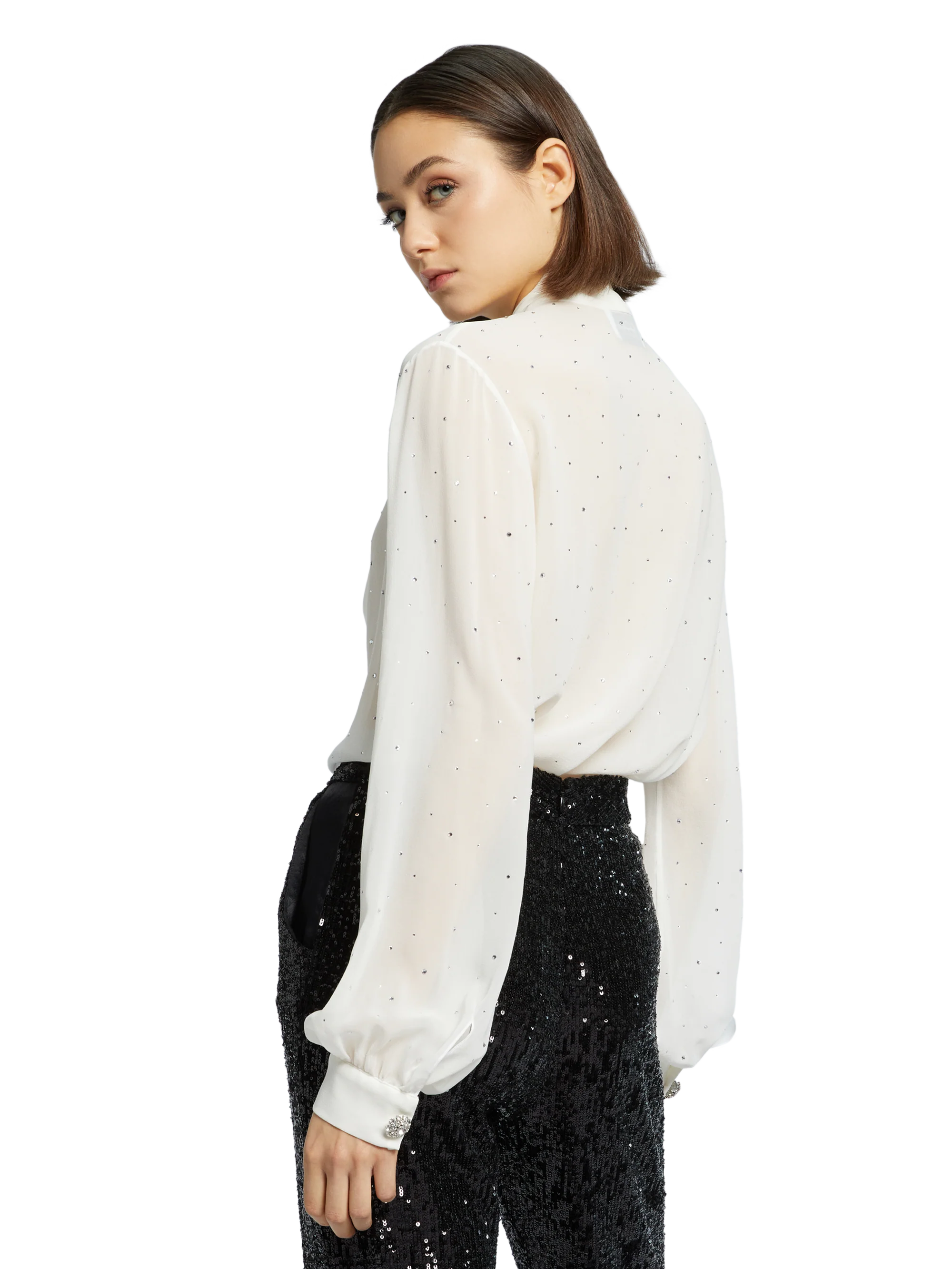 BLOUSE WITH BOW AND CRYSTAL - Image 6