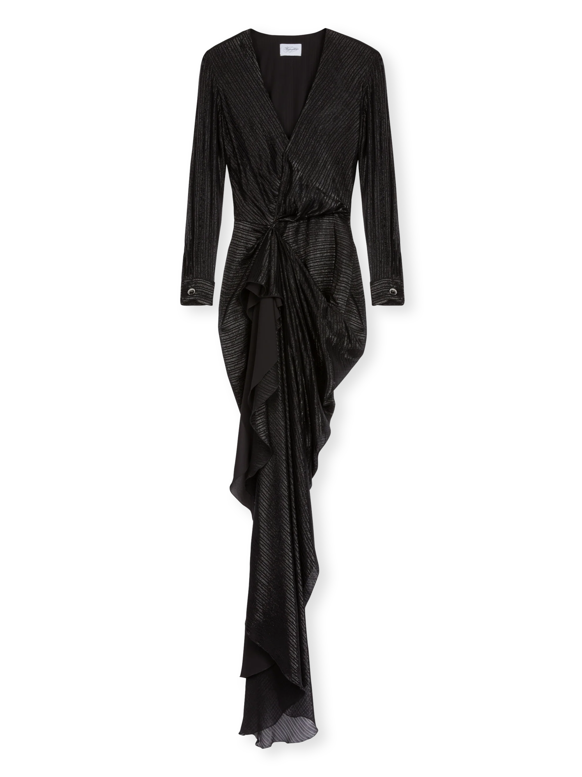 Long draped dress in silk chiffon lurex - Image 3
