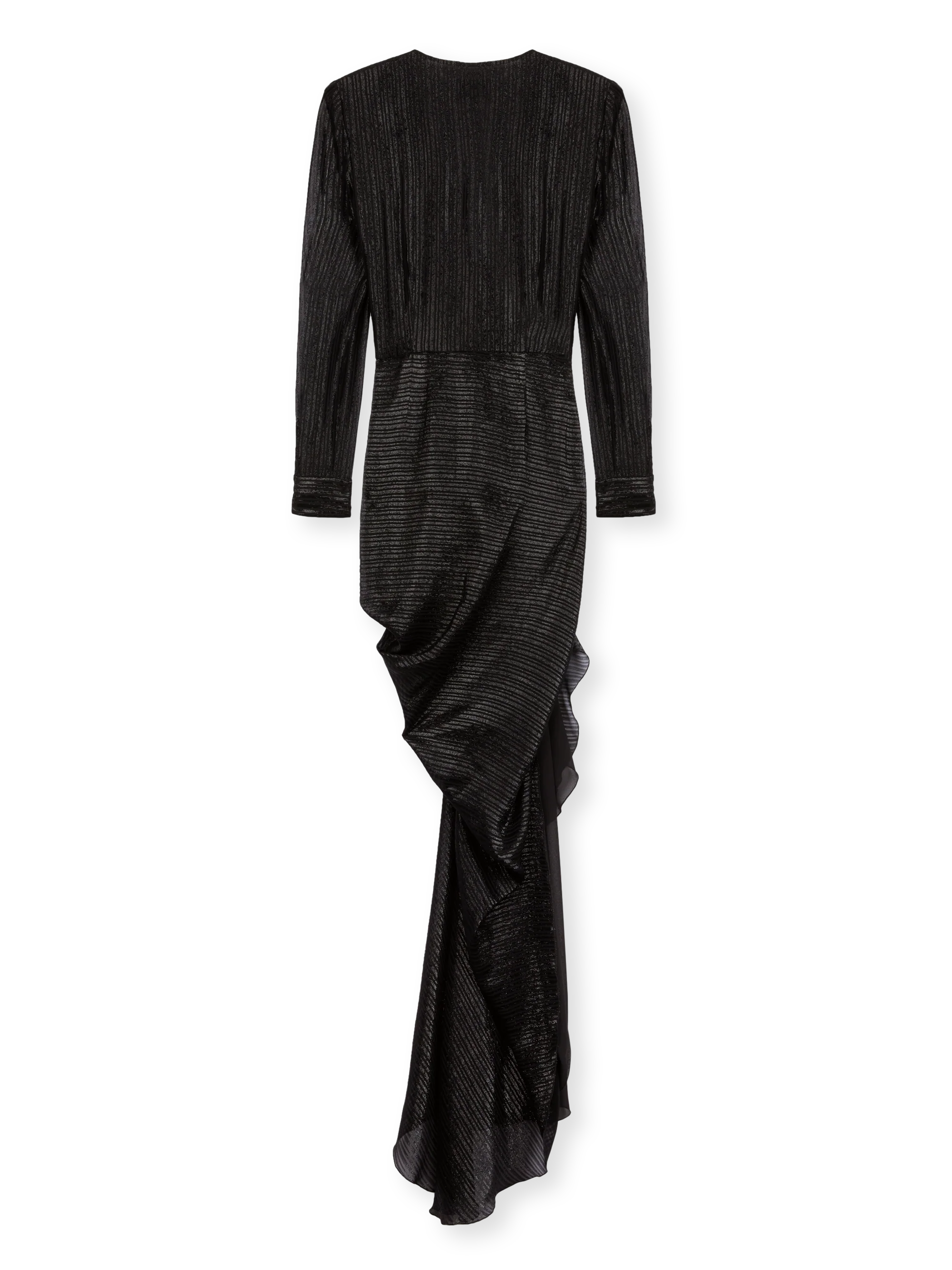 Long draped dress in silk chiffon lurex - Image 4