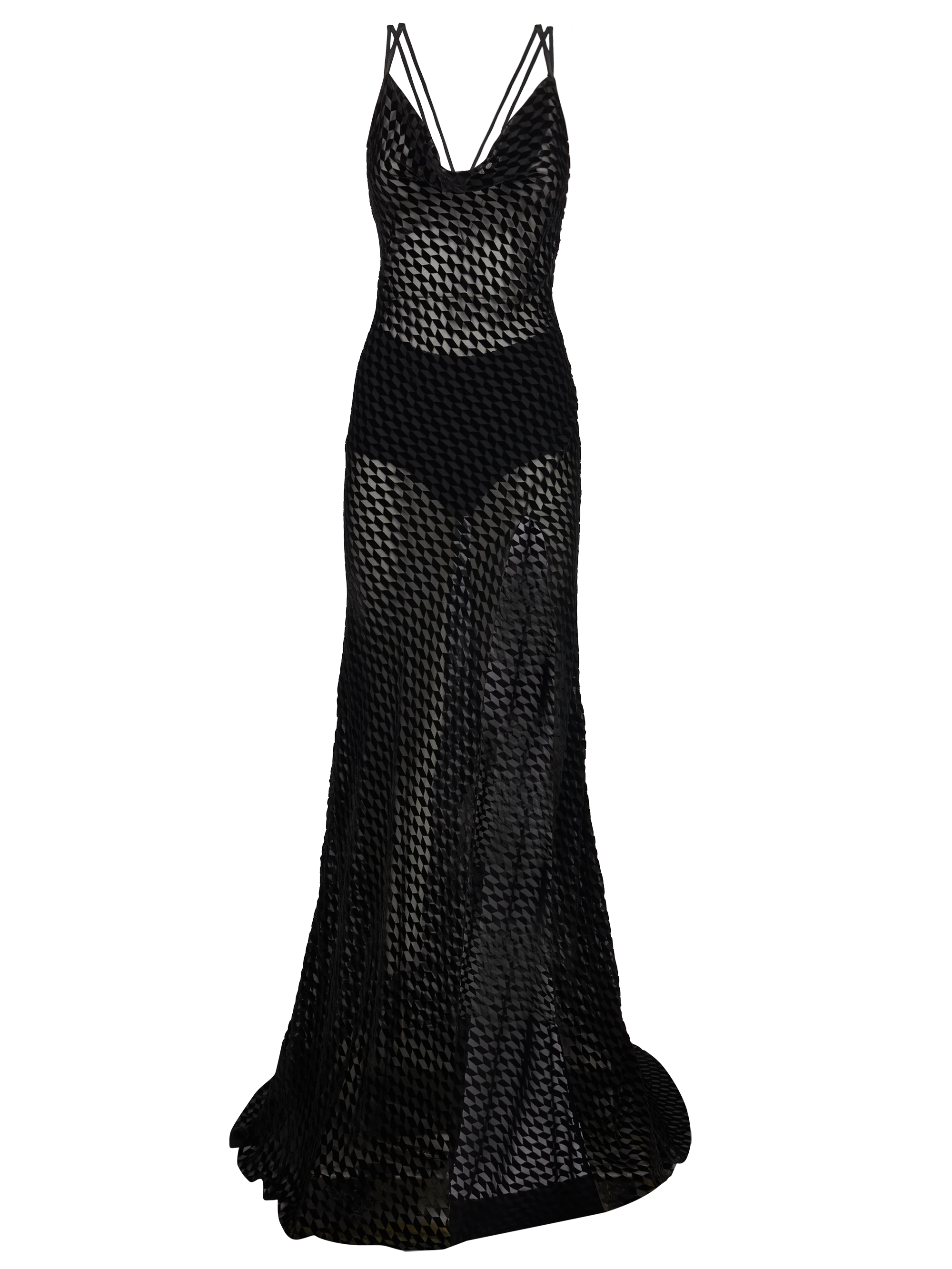 LONG DRESS IN DEVORE' VELVET - Image 3