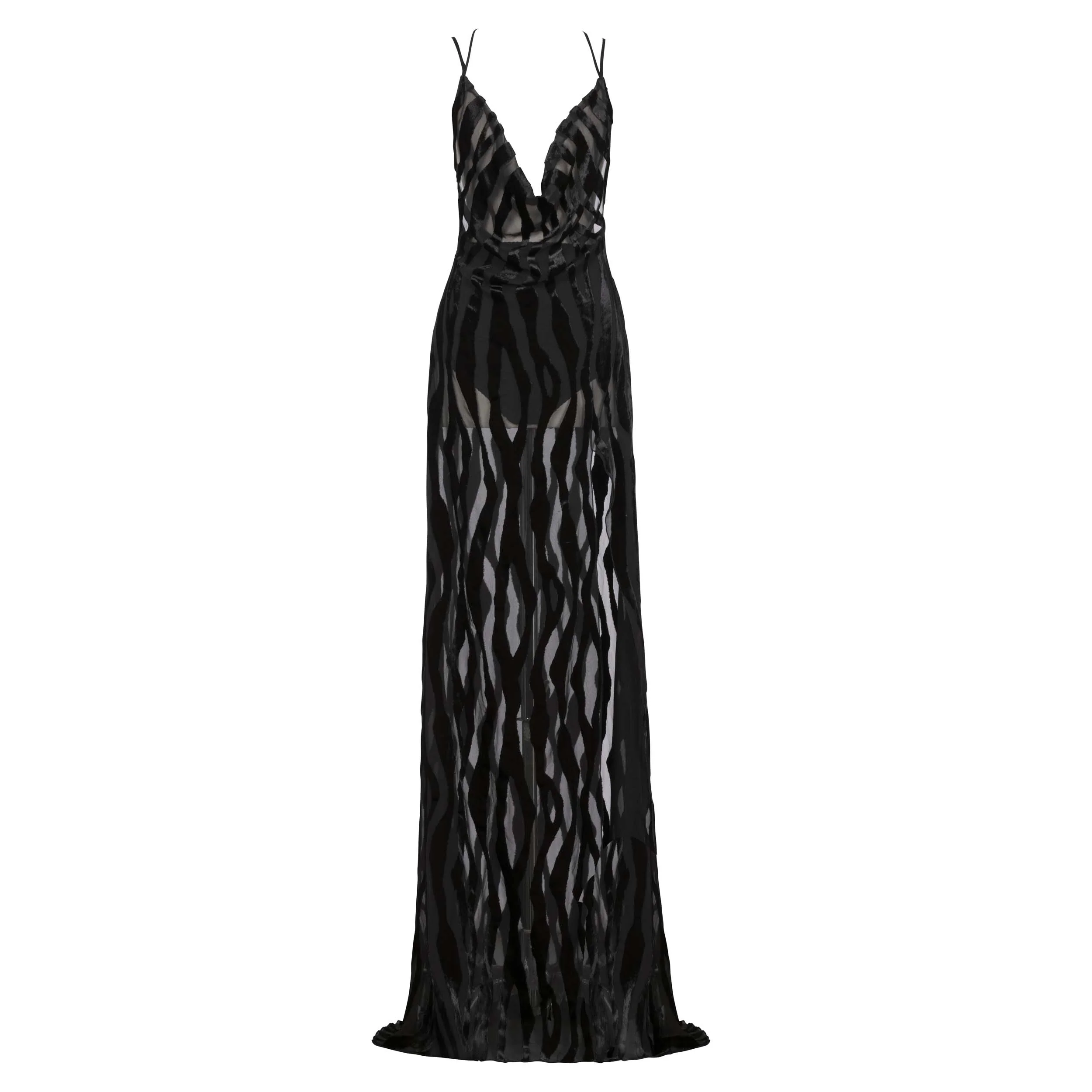 LONG DRESS IN DEVORE' VELVET - Image 5