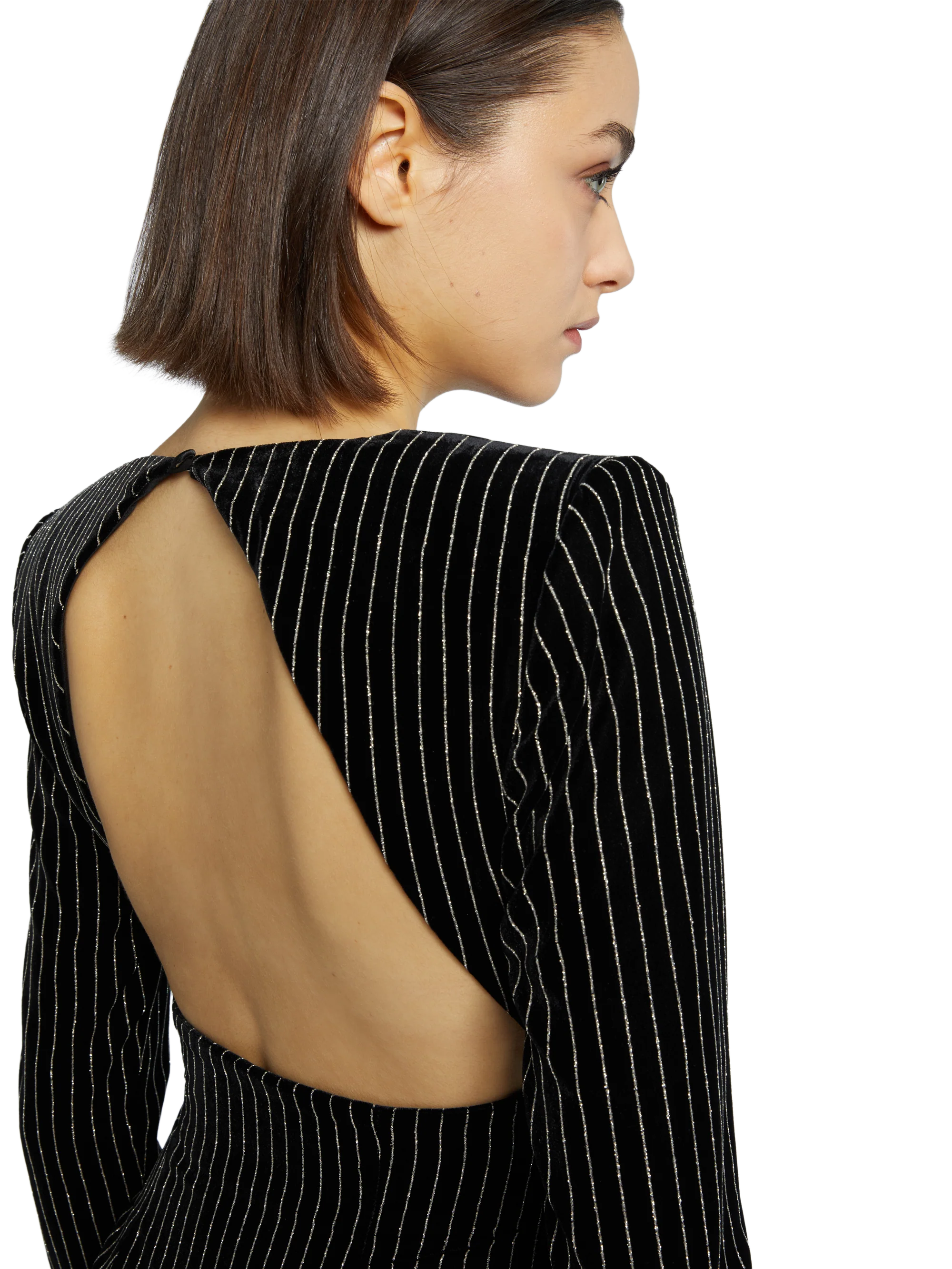 MINI DRESS IN PINSTRIPE VELVET - Image 2
