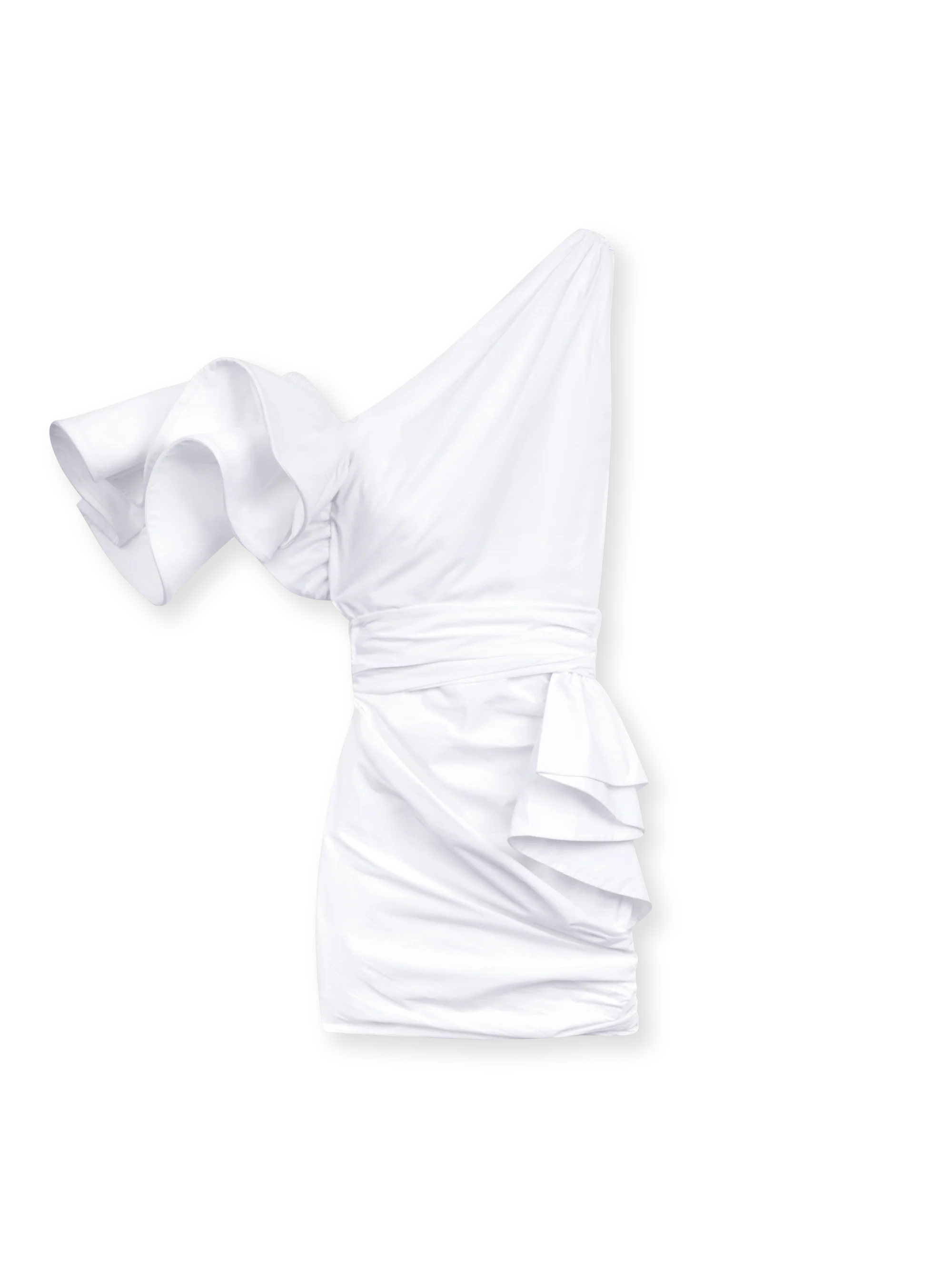 ONE SHOULDER MINI DRESS IN POPELINE - Image 3