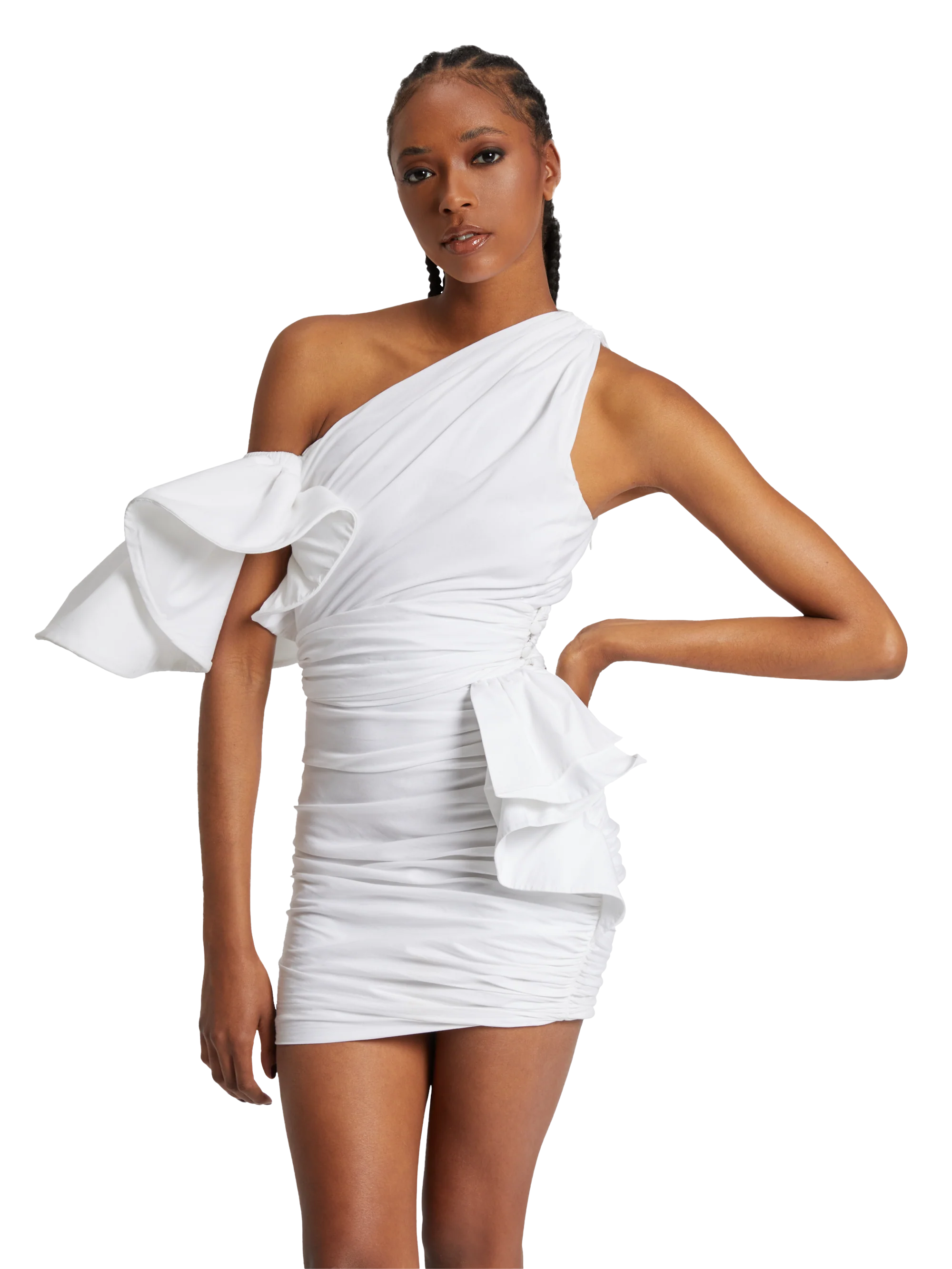 ONE SHOULDER MINI DRESS IN POPELINE - Image 5