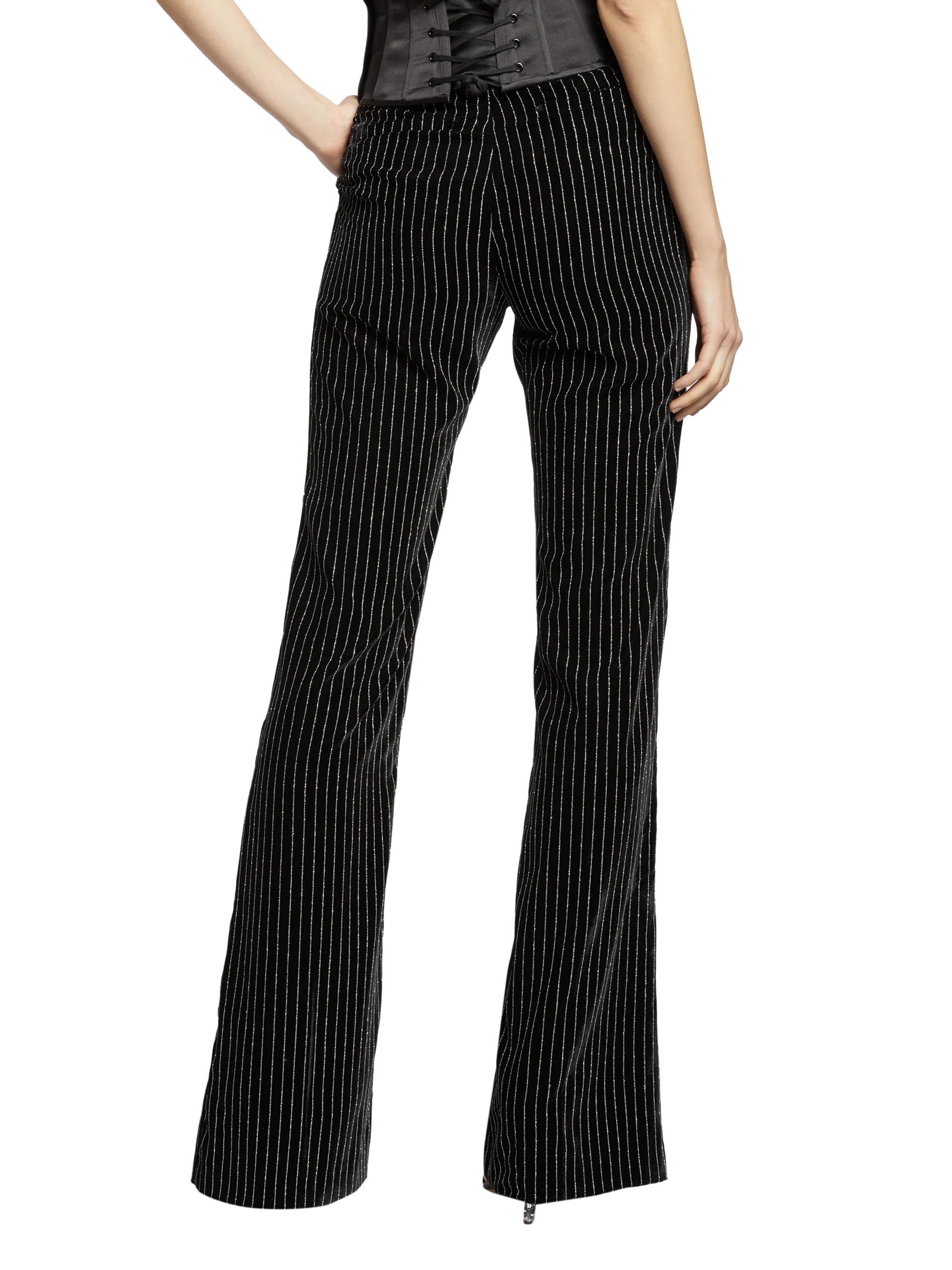 PINSTRIPE VELVET FLARE PANTS - Image 5