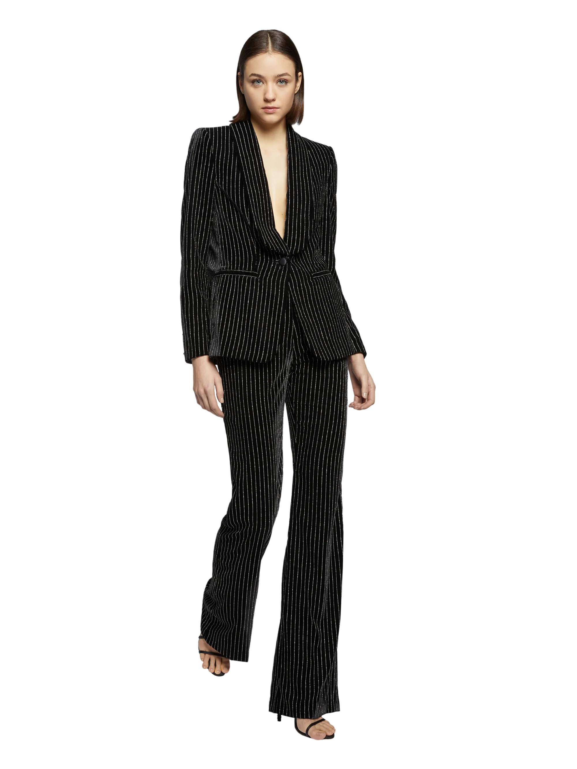 PINSTRIPE VELVET SMOKING BLAZER - Image 6