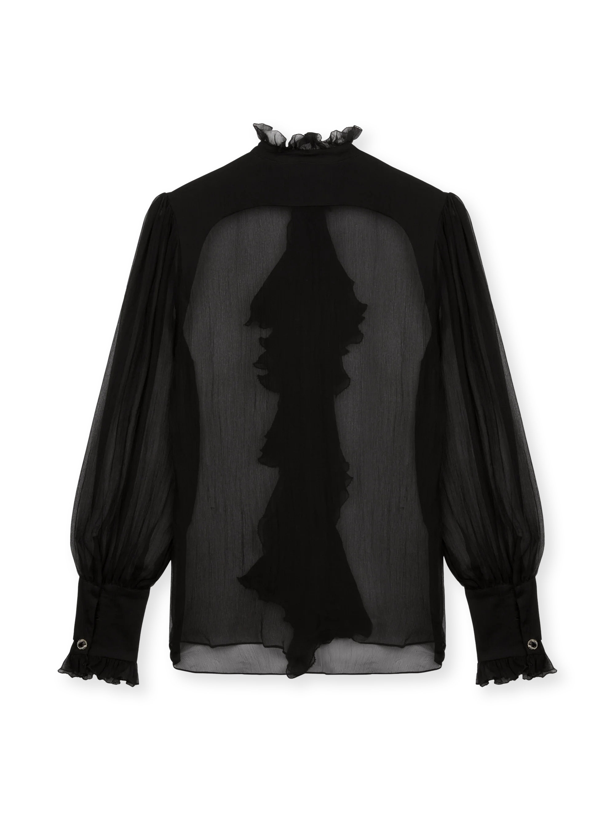Silk ruffles shirt with jewel bottons - Image 4