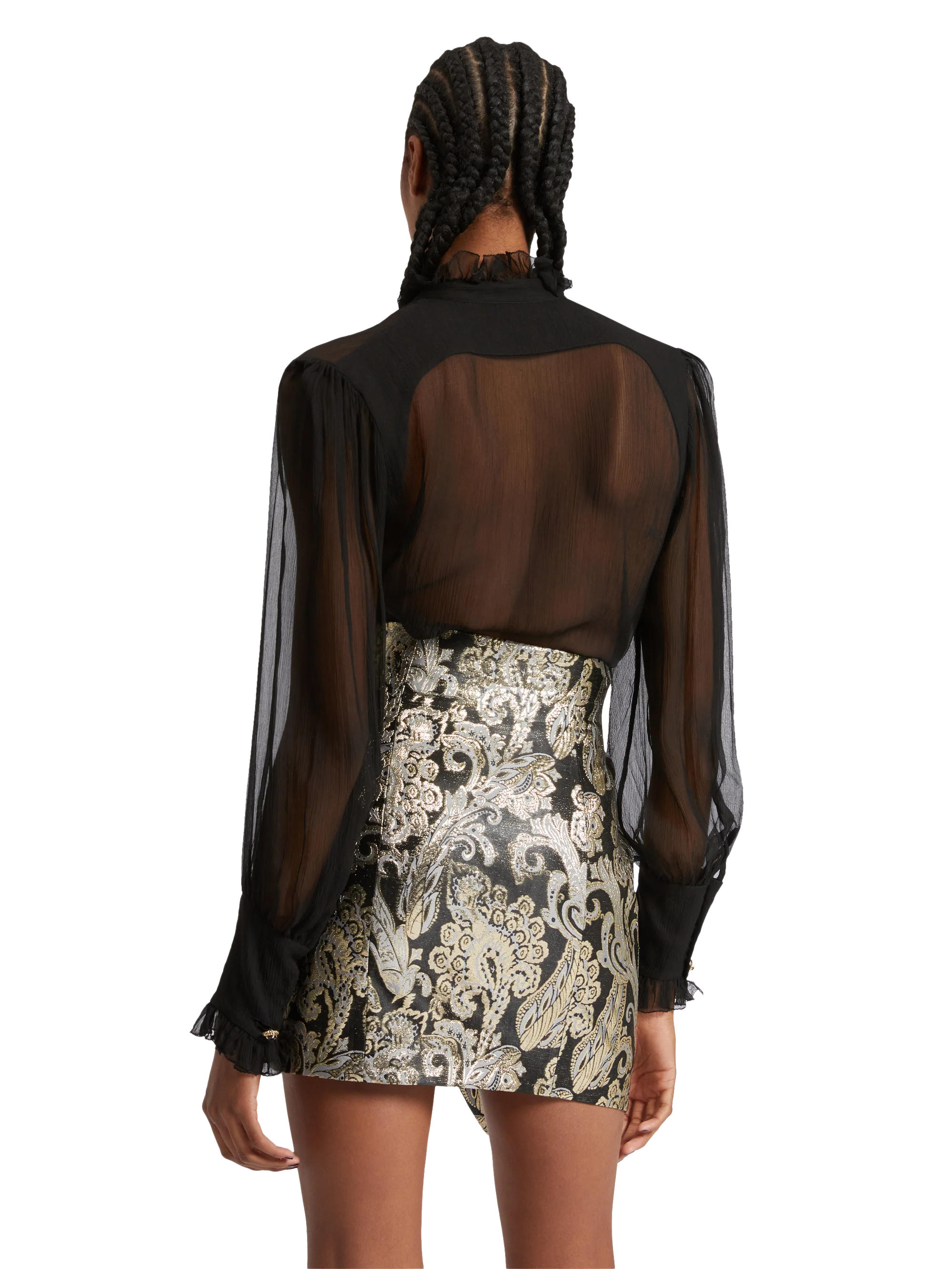 Silk ruffles shirt with jewel bottons - Image 6