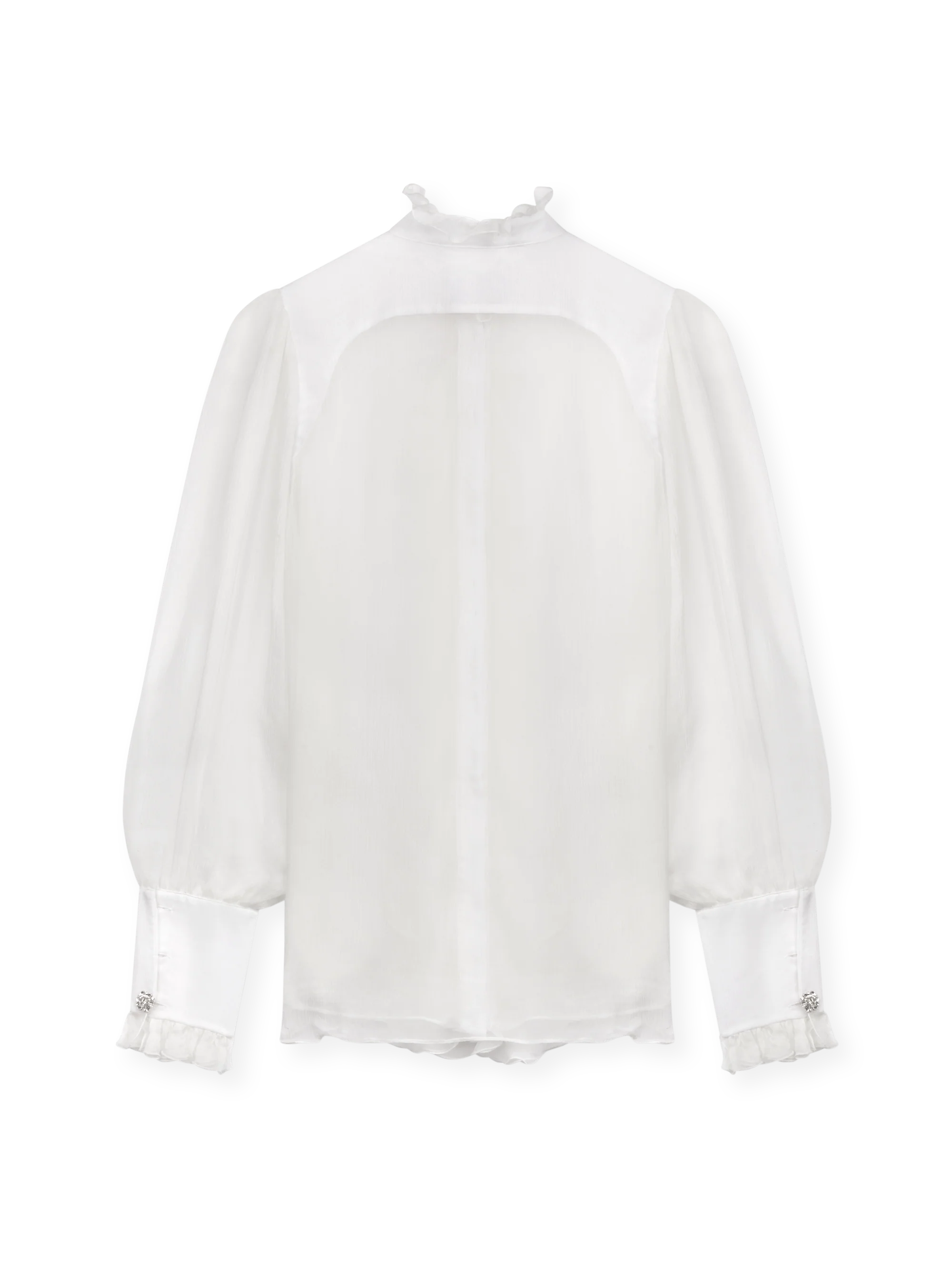 Silk ruffles shirt with jewel buttons - Image 4