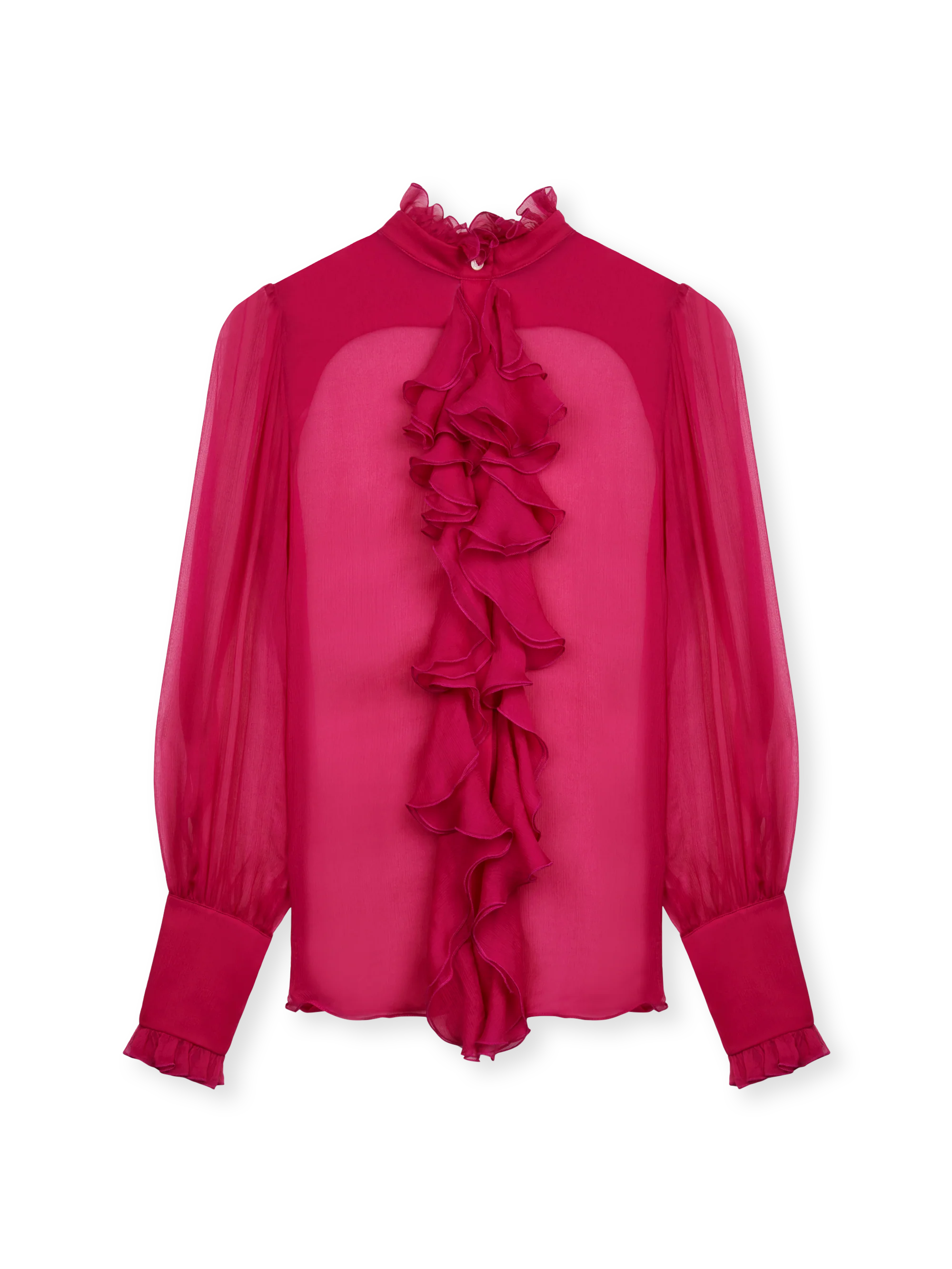 Silk ruffles shirt with jewel buttons - Image 3