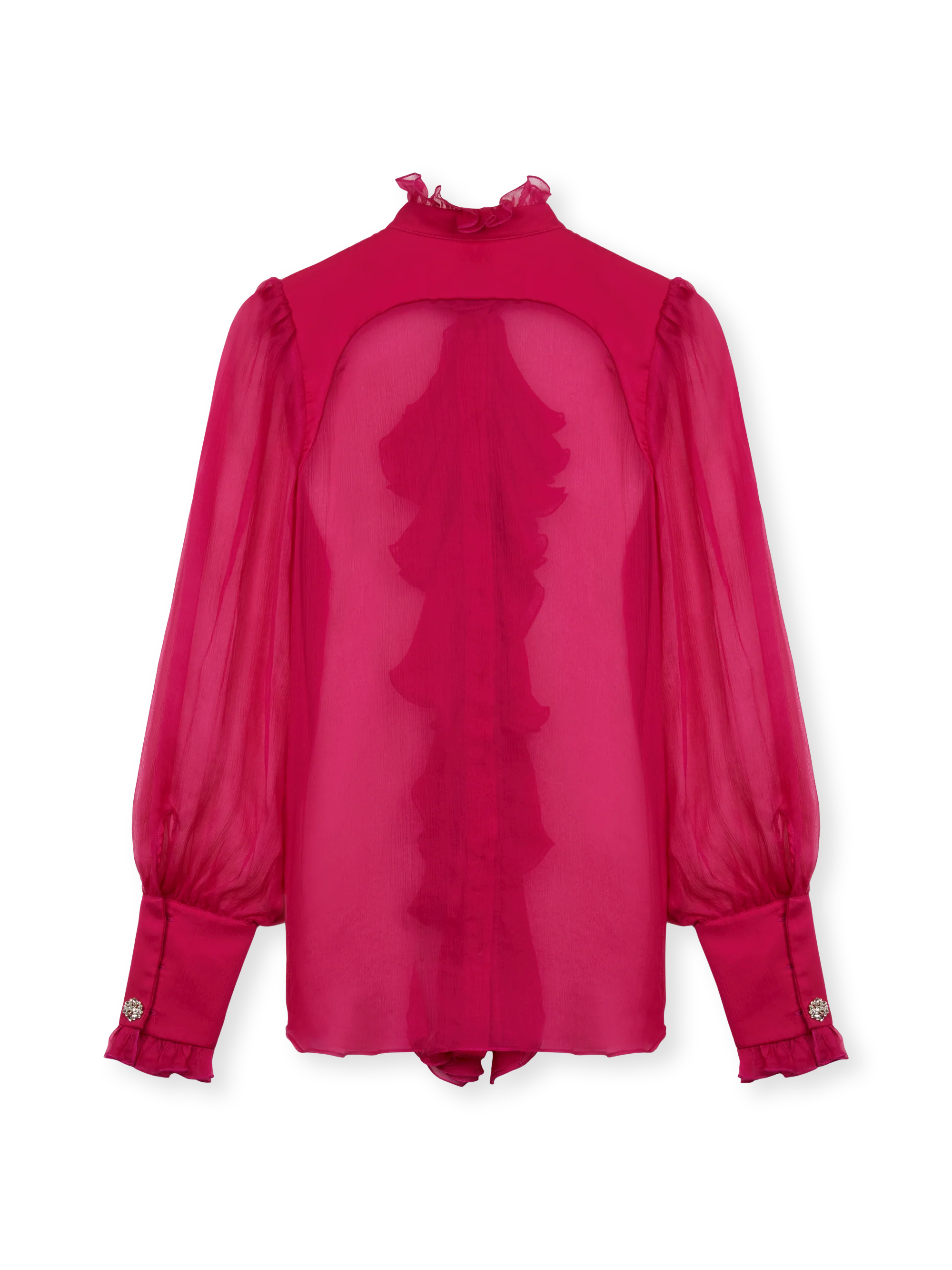 Silk ruffles shirt with jewel buttons - Image 4