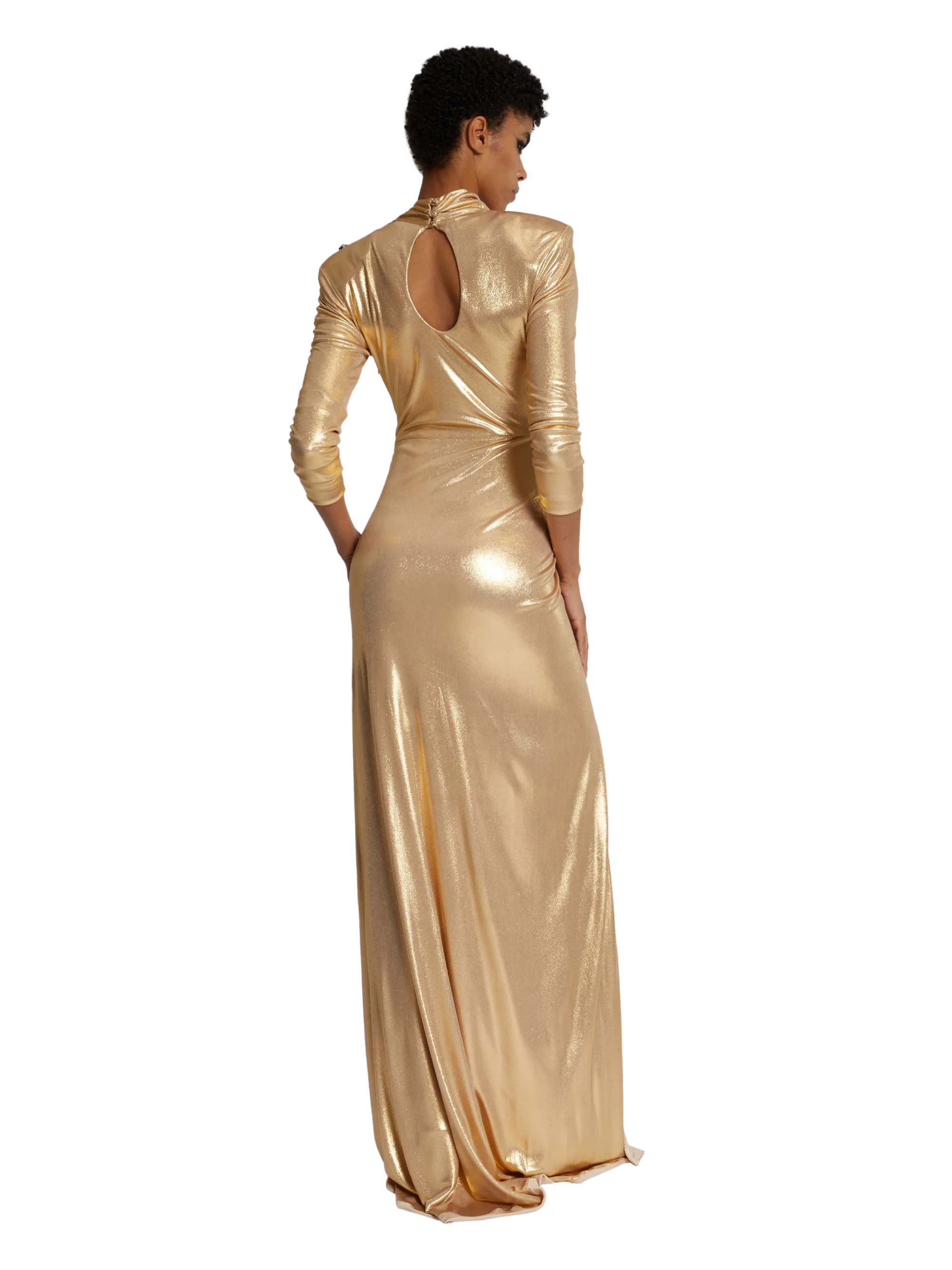 TURTLE NECK DRAPED LONG DRESS - Image 6