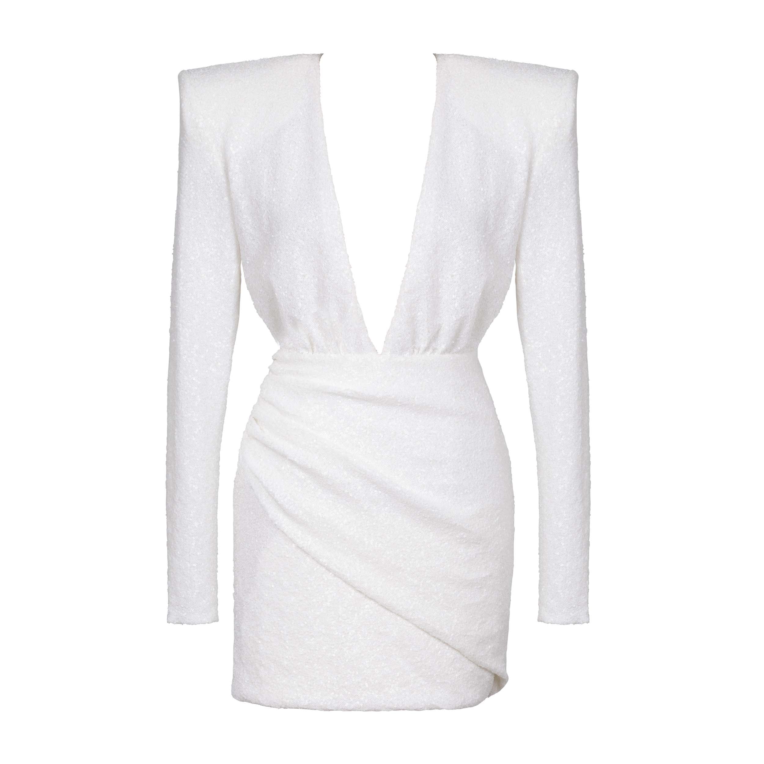 WHITE SEQUIN MINI DRESS - Image 5