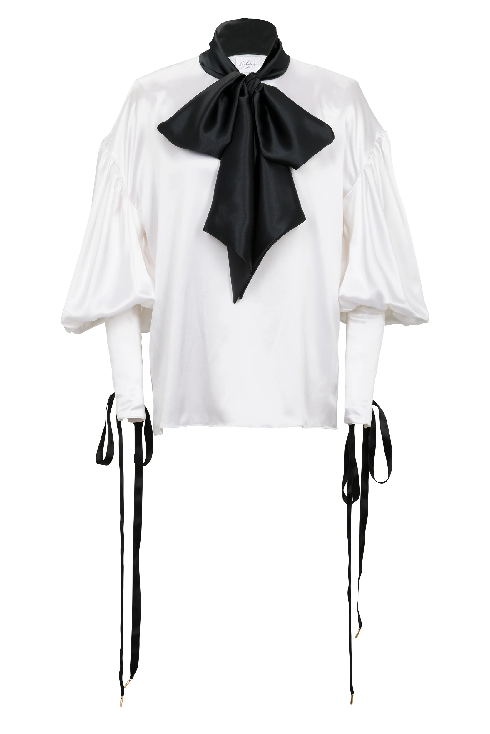 WHITE SHIRT IN SATIN WITH BOW - Image 5