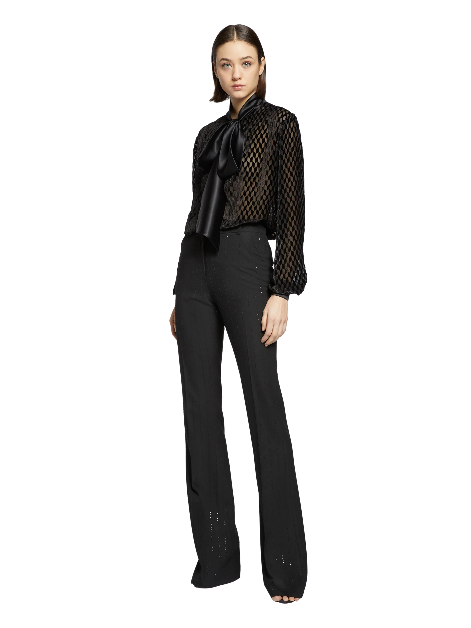 PINSTRIPE MICROSEQUINS FLARE PANTS - Image 6